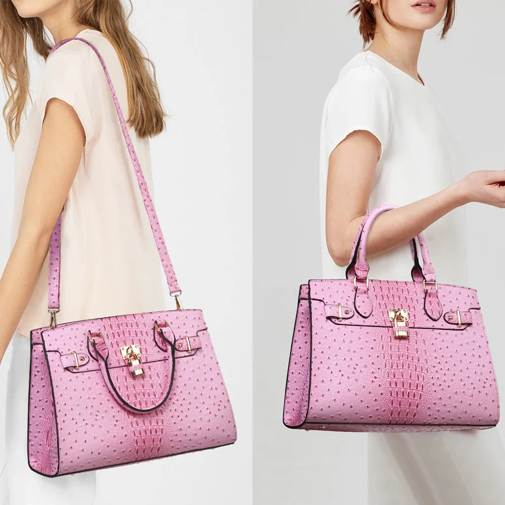 Women Handbags and Purses Ladies Shoulder Bag Top Handle Satchel Tote Work Bag with Matching Clutch